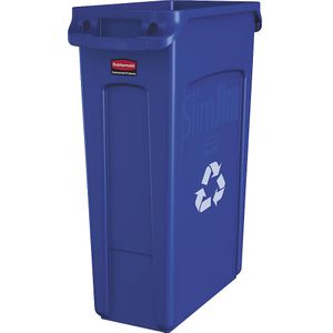 Rubbermaid Verzamelaar voor kringloopmateriaal/afvalbak SLIM JIM®, volume 87 l, met ventilatiekanalen, blauw, vanaf 3 stuks