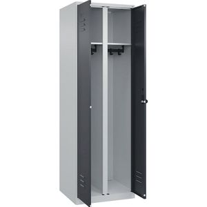 C+P Multifunctionele kledingkast Classic PLUS, 1 compartiment, lichtgrijs / grijs, h x b = 1850 x 600 mm, met voetdoppen, draaigrendel