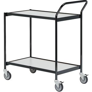 HelgeNyberg Tafelwagen, 2 etages, l x b = 800 x 420 mm, zwart/grijs, vanaf 5 stuks