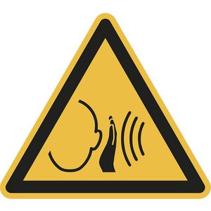 Waarschuwingsbord, waarschuwing voor direct optredend lawaai, VE = 10 stuks, kunststof, hoeklengte 200 mm