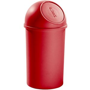 helit Push-afvalbak van kunststof, inhoud 25 l, VE = 3 stuks, h x Ø = 615 x 315 mm, rood