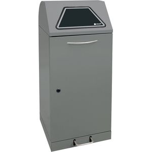 Afvalbak voor kringloopmateriaal met pedaal, inhoud 120 l, met afvalzakhouder, grijs aluminium / structuur
