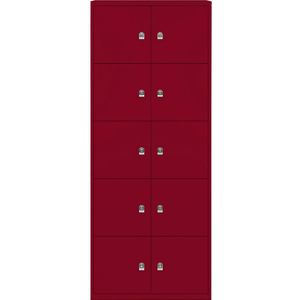 BISLEY LateralFile™ Lodge, met 10 lockers, hoogte per 375 mm, kardinaalrood