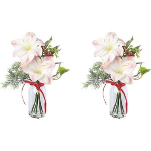 Amaryllis-arrangement in glas, roze, VE = 2 stuks, totale hoogte 400 mm