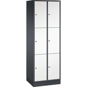 C+P Drievoudige locker Intro, 2 compartimenten, zwartgrijs / zuiver wit, b x d = 620 x 500 mm