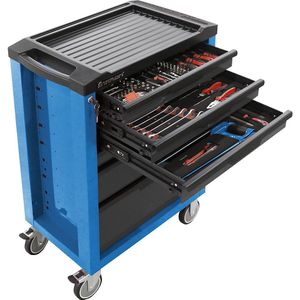Gereedschapswagen incl. 145 stuks gereedschap, inclusief 145 onderdelen, met 6 laden