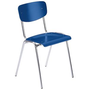 Stapelstoel CLASSIC, frame verchroomd, VE = 4 stuks, hout gentiaanblauw