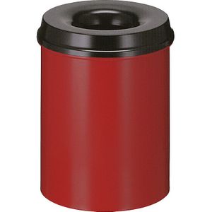 Veiligheidsprullenbak, staal, zelfdovend, inhoud 15 l, h x Ø = 360 x 255 mm, bak rood / zelfdovend deksel zwart
