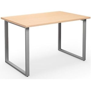 Multifunctionele tafel DUO-O, recht blad, b x d = 1200 x 800 mm, berkenhout, zilverkleurig