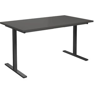 Multifunctionele tafel DUO-T, recht blad, b x d = 1400 x 800 mm, donkergrijs, zwart