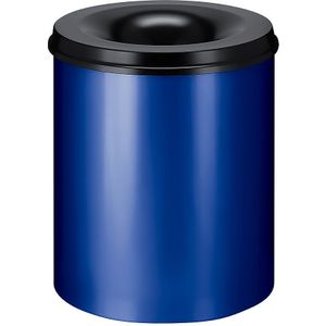 Veiligheidsprullenbak, staal, zelfdovend, inhoud 80 l, h x Ø = 540 x 465 mm, bak blauw / zelfdovend deksel zwart