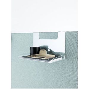 Aflegplateau voor akoestische bureauscheidingswand Standard, h x b x d = 170 x 250 x 30 mm, kunststof, transparant