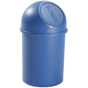 helit Push-afvalbak van kunststof, inhoud 6 l, VE = 6 stuks, h x Ø = 375 x 216 mm, blauw