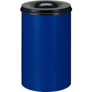 Veiligheidsprullenbak, staal, zelfdovend, inhoud 110 l, h x Ø = 720 x 470 mm, bak blauw / zelfdovend deksel zwart