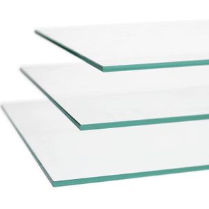 Glazen legbord voor vitrine, voor b x d = 500 x 500 mm, b x d x h = 460 x 460 x 5 mm