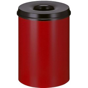 Veiligheidsprullenbak, staal, zelfdovend, inhoud 30 l, h x Ø = 470 x 335 mm, bak rood / zelfdovend deksel zwart
