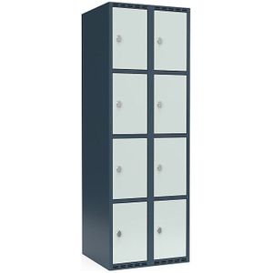 Viervoudige locker Fydor, 2 compartimenten, blauwgrijs / lichtgrijs, b = 600 mm, 2 compartimenten, platte bovenkant, hangslot