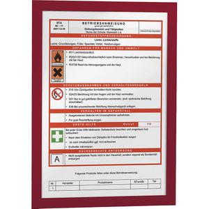 DURABLE DURAFRAME® informatieframe, zelfklevend, magnetisch, voor A4, frame rood, VE = 10 st.