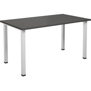 Multifunctionele tafel DUO-U, recht blad, b x d = 1400 x 800 mm, donkergrijs, wit
