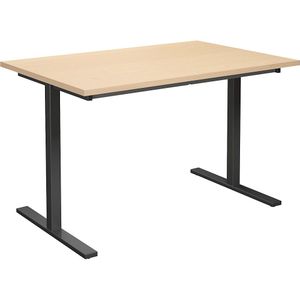 Multifunctionele tafel DUO-T, recht blad, b x d = 1200 x 800 mm, berkenhout, zwart
