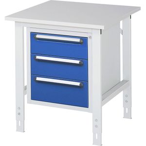 Werktafel met ladekast, onderbouw-ladeblok met 3 laden 2 x 150, 1 x 180 mm, b x d = 750 x 800 mm, melamineplaat, dikte 22 mm