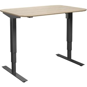 Bureau Atlanta Trend, elektrisch in hoogte verstelbaar, rechte, afgeronde hoeken, b x d = 1200 x 800 mm, eikenhout/zwart