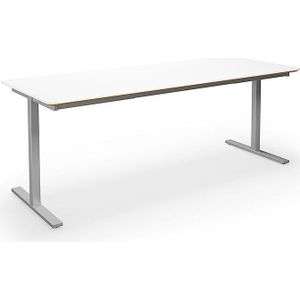 Multifunctionele tafel DUO-T Trend, recht blad, afgeronde hoeken, b x d = 1800 x 800 mm, wit, zilver