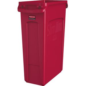 Rubbermaid Verzamelaar voor kringloopmateriaal/afvalbak SLIM JIM®, volume 87 l, met ventilatiekanalen, rood