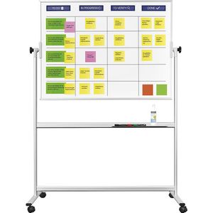 magnetoplan Scrumboard, standaardset incl. toebehoren, bord-b x h = 1200 x 900 mm, verrijdbaar