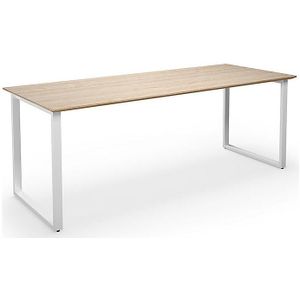Multifunctionele tafel DUO-O Trend, recht blad, b x d = 2000 x 800 mm, eikenhout, wit