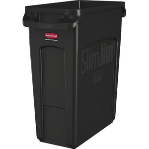 Rubbermaid Verzamelaar voor kringloopmateriaal/afvalbak SLIM JIM®, volume 60 l, met ventilatiekanalen, zwart, vanaf 10 stuks