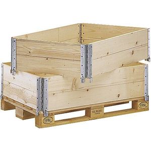 Houten opzetrand voor pallet in euroformaat, diagonaal inklapbaar, met 4 scharnieren, nuttige hoogte 400 mm