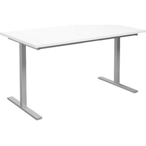 Multifunctionele tafel DUO-T, recht blad, b x d = 1400 x 800 mm, wit, zilver