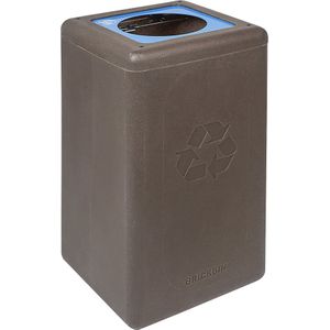 Afvalbak voor kringloopmateriaal BrickBin van koffiedik, inhoud 65 l, bruin, deksel blauw