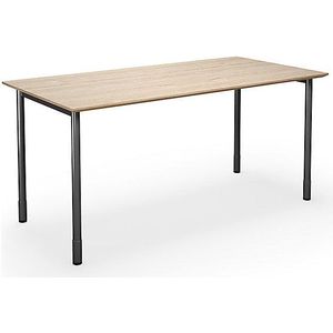 Multifunctionele tafel DUO-C Trend, recht blad, diepte 800 mm, breedte 1400 mm, eikenhout / zwart