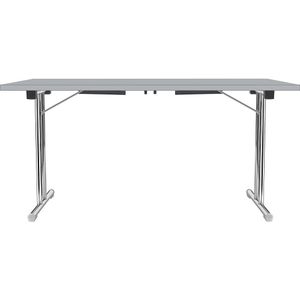 Inklapbare tafel met dubbel T-vormig onderstel, frame van staalbuis, verchroomd, lichtgrijs/lichtgrijs, b x d = 1200 x 600 mm