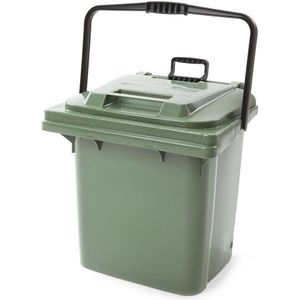 Afvalbak voor organisch afval met trekstang, inhoud 45 l, b x h = 493 x 737 mm, groen