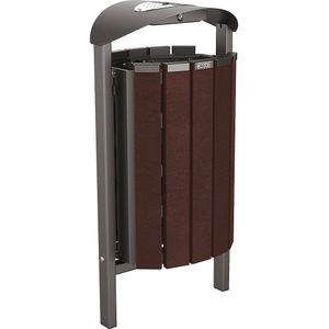PROCITY Afvalkorf SILAOS® met asbak, staal / gerecyleerde kunststof, voor in gegoten beton, grijs/bruin