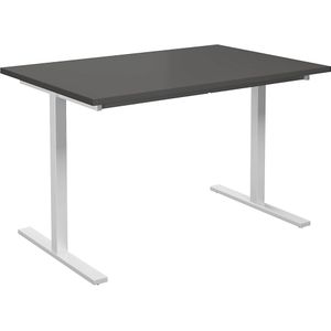 Multifunctionele tafel DUO-T, recht blad, b x d = 1200 x 800 mm, donkergrijs, wit