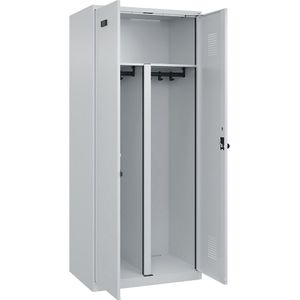 Multifunctionele lockerkast Evolo PLUS, 1 compartiment, scheidingswand ingekort, lichtgrijs, b = 800 mm, met voetdoppen, veiligheidsdraaigrendel