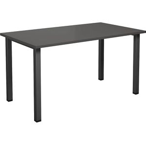 Multifunctionele tafel DUO-U, recht blad, b x d = 1400 x 800 mm, donkergrijs, zwart