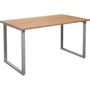 Multifunctionele tafel DUO-O, recht blad, b x d = 1400 x 800 mm, beukenhout, zilverkleurig