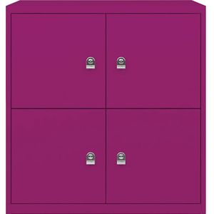 BISLEY LateralFile™ Lodge, met 4 lockers, hoogte per 375 mm, fuchsia