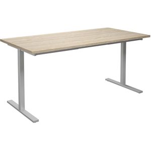 Multifunctionele tafel DUO-T, recht blad, b x d = 1600 x 800 mm, eikenhout, zilverkleurig