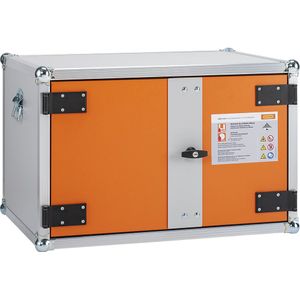 CEMO Veilige acculaadkast PREMIUM, zonder voeten 520 mm, 230 V, oranje/grijs