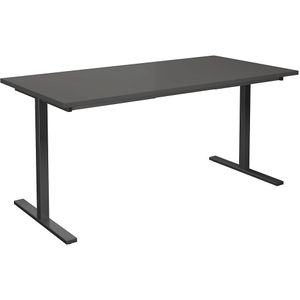 Multifunctionele tafel DUO-T, recht blad, b x d = 1600 x 800 mm, donkergrijs, zwart