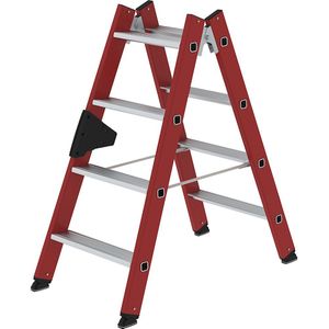 MUNK Kunststof ladder, met geprofileerde aluminium treden, 2 x 4 treden