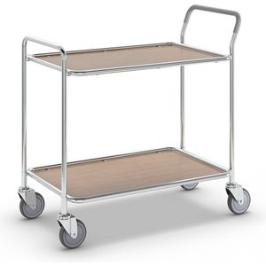 Kongamek Tafelwagen, 2 etages, l x b x h = 1020 x 555 x 965 mm, verzinkt/beukenhoutdecor