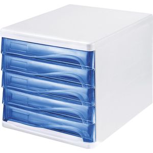 helit Ladebox, kleur kastframe wit, VE = 4 stuks, ladekleur blauw, transparant