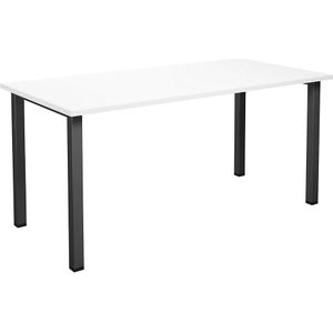 Multifunctionele tafel DUO-U, recht blad, b x d = 1600 x 800 mm, wit, zwart